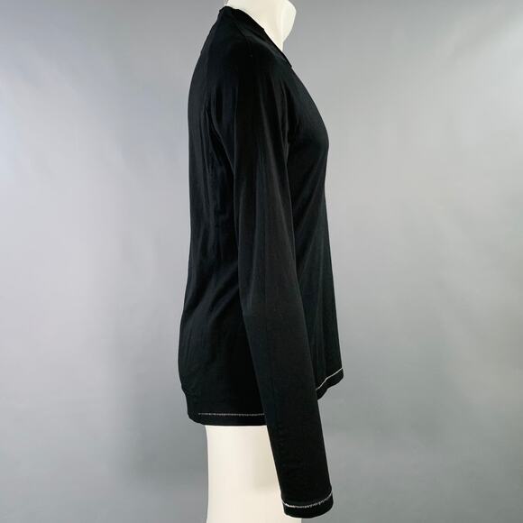 THE VIRIDI-ANNE Size M Black Cotton Crew Neck Long Sleeve T-shirt - Picture 2 of 6